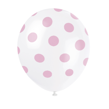 Picture of 12" DOTS WHITE BALLOON PINK DOTS - NOT FOR HELIUM