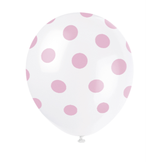 Picture of 12" DOTS WHITE BALLOON PINK DOTS - NOT FOR HELIUM