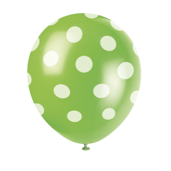 Picture of 12" DOTS LIME GREEN BALLOON WHITE DOTS - NOT FOR HELIUM