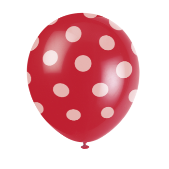 Image de 12" DOTS RED BALLOON WHITE DOTS - NOT FOR HELIUM