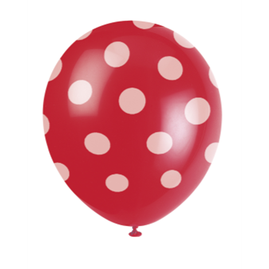 Image sur 12" DOTS RED BALLOON WHITE DOTS - NOT FOR HELIUM