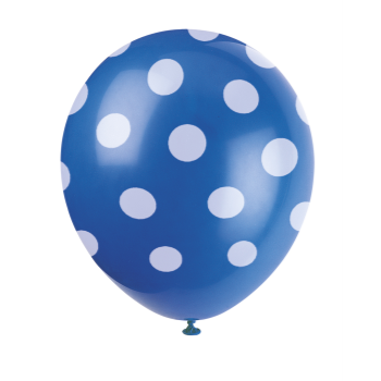 Image de 12" DOTS ROYAL BALLOON WHITE DOTS - NOT FOR HELIUM