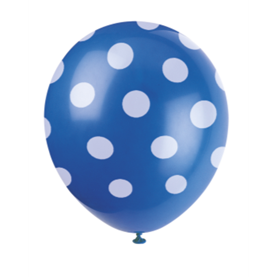 Picture of 12" DOTS ROYAL BALLOON WHITE DOTS - NOT FOR HELIUM