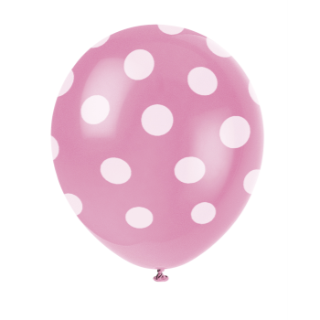 Picture of 12" DOTS HOT PINK BALLOON WHITE DOTS