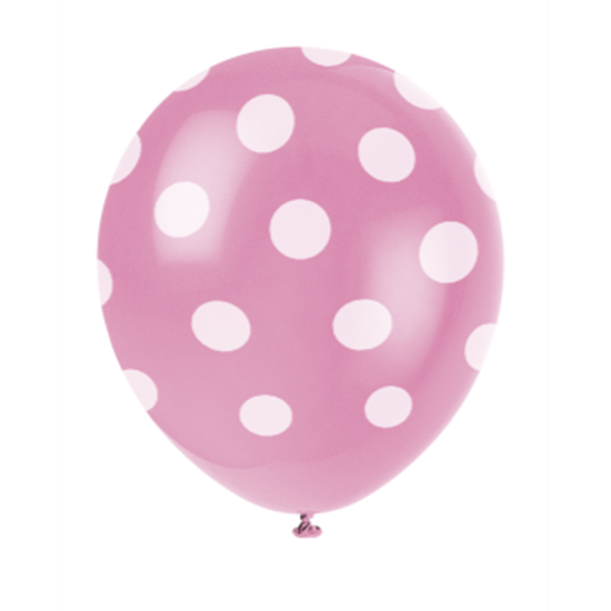 Picture of 12" DOTS HOT PINK BALLOON WHITE DOTS