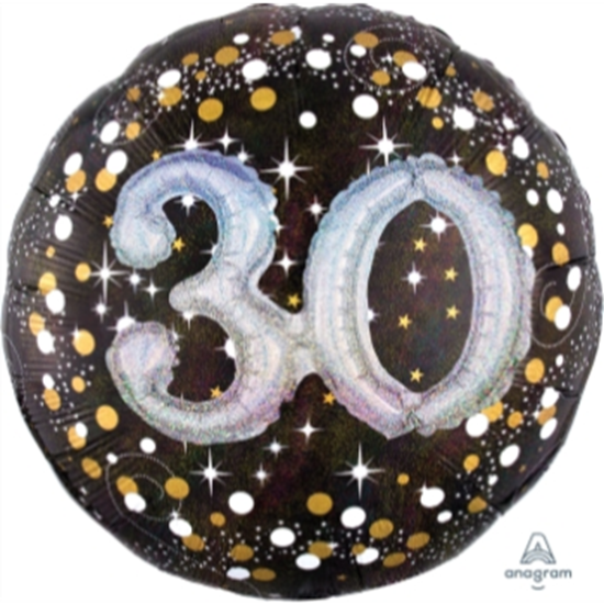 Image sur 30th - SPARKLING  BIRTHDAY 3D FOIL BALLOON - 36"