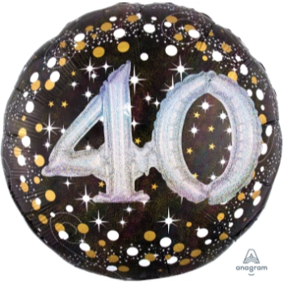 Image sur 40th - SPARKLING BIRTHDAY 3D FOIL BALLOON - 36"