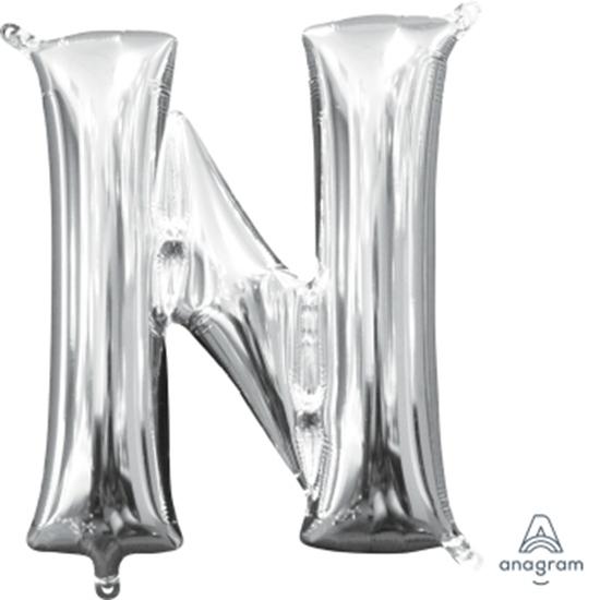 Image sur MINI SHAPE LETTER N - SILVER (AIR FILLED)