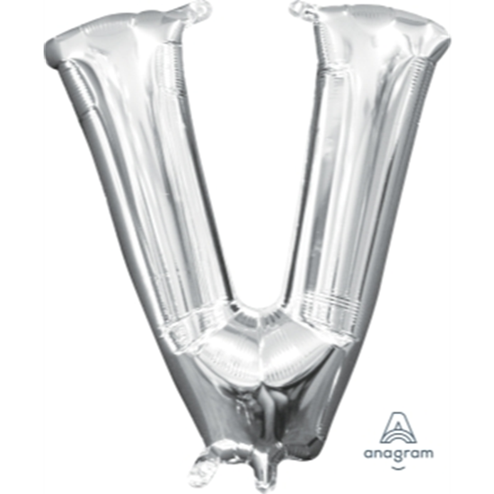 Image sur MINI SHAPE LETTER V - SILVER (AIR FILLED)