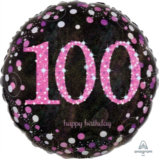 Picture of 100th - 18" FOIL BALLOON - PINK CELEBRATION
