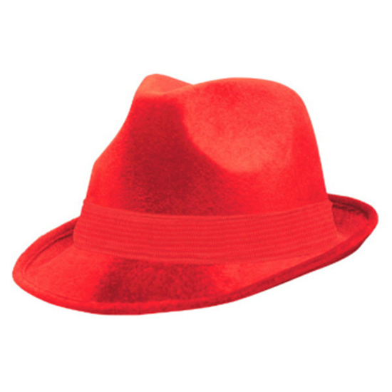 Picture of RED FELT FEDORA HAT