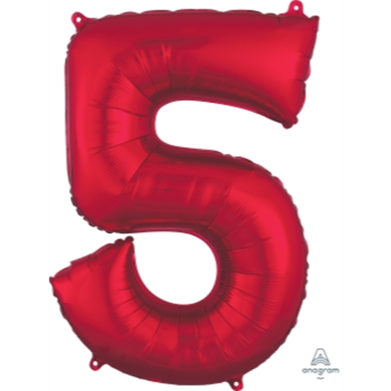Picture of 34'' NUMBER 5 SUPERSHAPE - RED