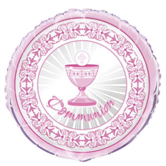 Image sur 18" FOIL - RADIANT CROSS COMMUNION - PINK