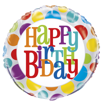 Image de 18" FOIL - RAINBOW DOTS BIRTHDAY