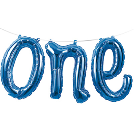 Picture of BLUE ONE MYLAR BALLOON BANNER