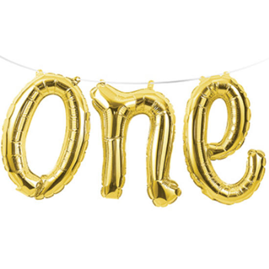 PartyMart. GOLD ONE MYLAR BALLOON BANNER
