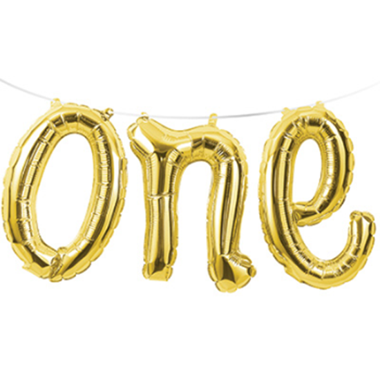 Image sur GOLD ONE MYLAR BALLOON BANNER