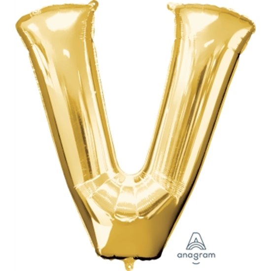 Picture of 34'' LETTER V SUPER SHAPE - GOLD