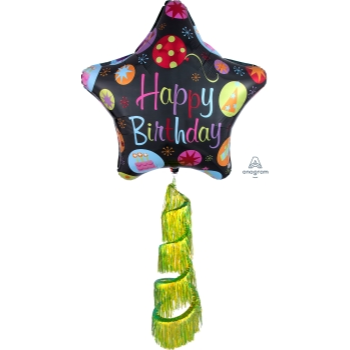 Picture of 31" HAPPY BDAY BURST TINSEL FOIL