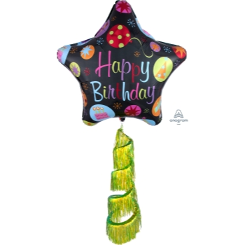 Image de 31" HAPPY BDAY BURST TINSEL FOIL