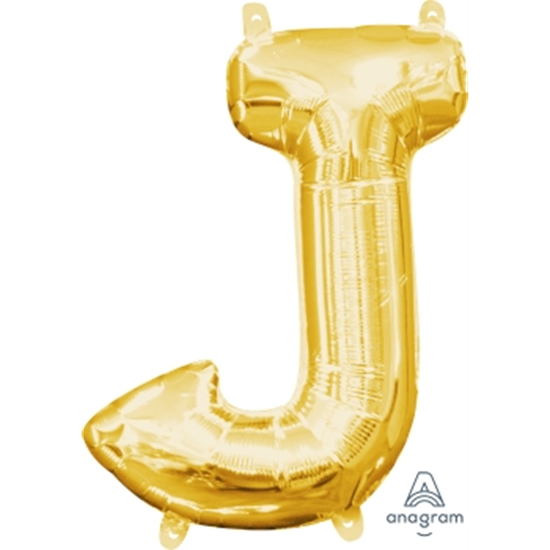 Image sur MINI SHAPE LETTER J - GOLD (AIR FILLED)