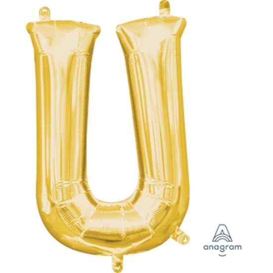 Image sur MINI SHAPE LETTER U  - GOLD (AIR FILLED)
