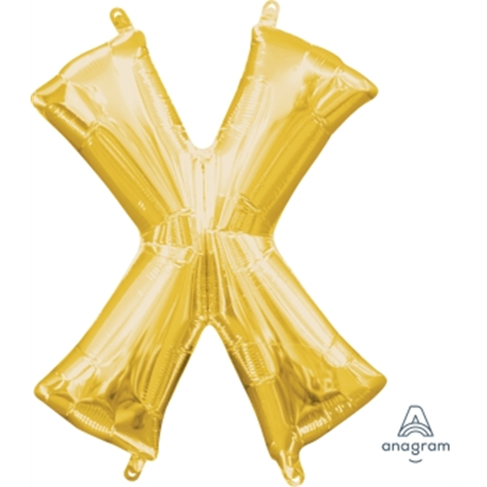 Image sur MINI SHAPE LETTER X  - GOLD (AIR FILLED)
