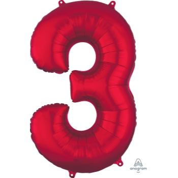 Image de 34'' NUMBER 3 SUPERSHAPE - RED