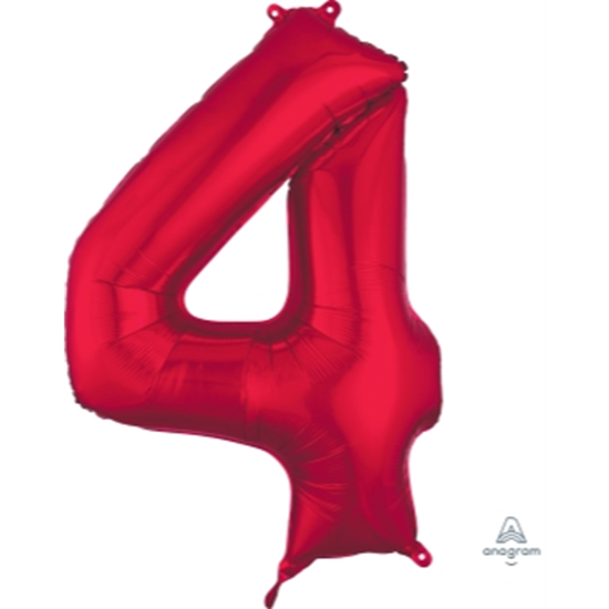 Picture of 34'' NUMBER 4 SUPERSHAPE - RED