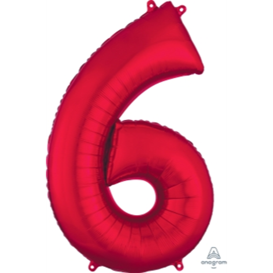 Picture of 34'' NUMBER 6 SUPERSHAPE - RED