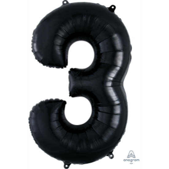 Picture of 34'' NUMBER 3 SUPERSHAPE - BLACK