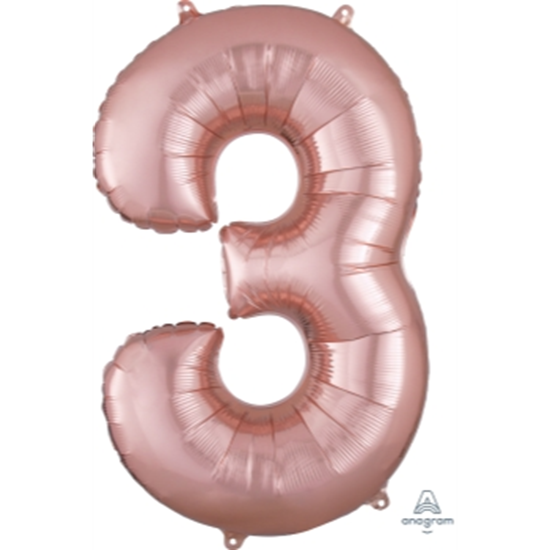 Image sur 34'' NUMBER 3 SUPERSHAPE - ROSE GOLD