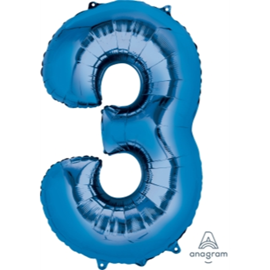 Picture of 34'' NUMBER 3 SUPERSHAPE - BLUE