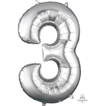 Image de 34'' NUMBER 3 SUPERSHAPE - SILVER