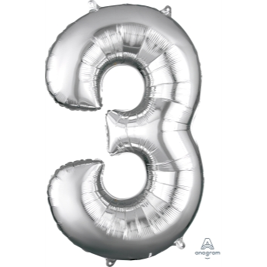 Picture of 34'' NUMBER 3 SUPERSHAPE - SILVER
