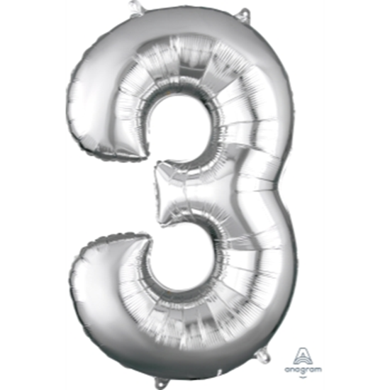 Image sur 34'' NUMBER 3 SUPERSHAPE - SILVER