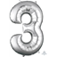 Image de 34'' NUMBER 3 SUPERSHAPE - SILVER