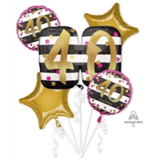 Picture of 40th - PINK & GOLD MILESTONE FOIL BOUQUET