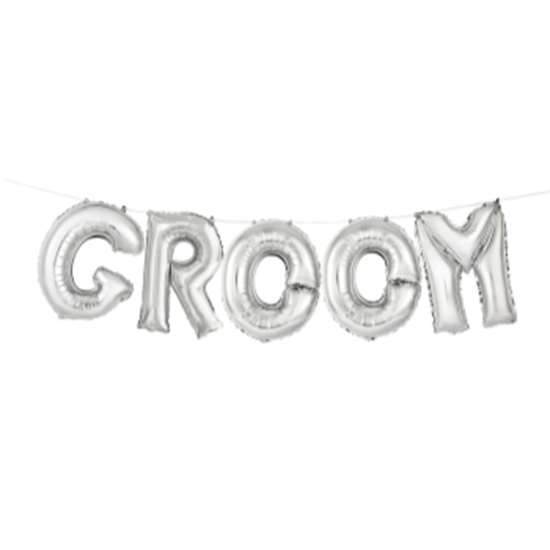 Image sur FOIL BANNERS - GROOM SILVER - AIR FILLED ONLY