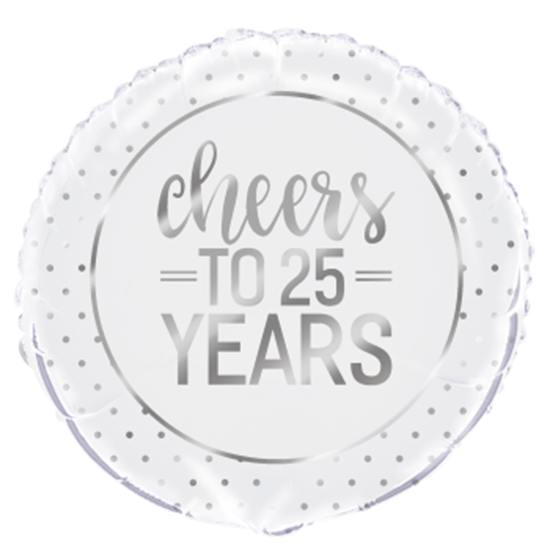 Image sur 18" FOIL - CHEERS TO 25 YEARS SILVER