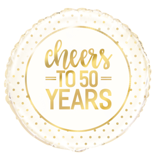 Image sur 50th - 18" FOIL BALLOON - CHEERS TO 50 YEARS GOLD