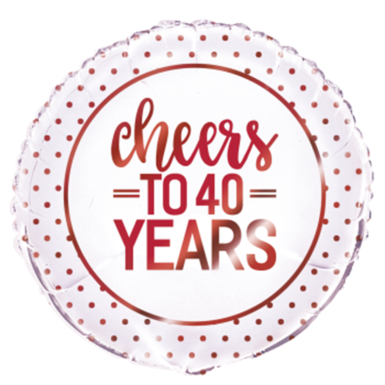 Image sur 40th - 18" FOIL BALLOON - CHEERS TO 40 YEARS - RED