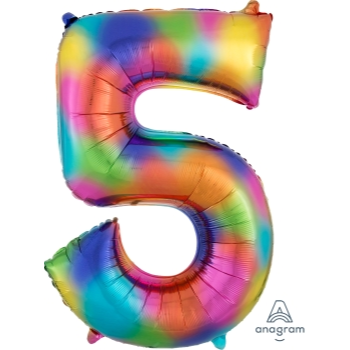 Picture of 34'' NUMBER 5 SUPERSHAPE - RAINBOW SPLASH