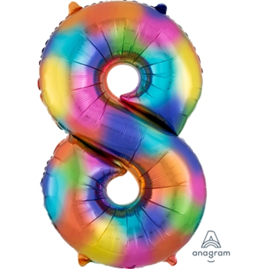 Picture of 34'' NUMBER 8 SUPERSHAPE - RAINBOW SPLASH