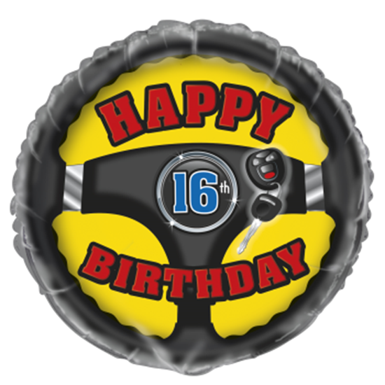 Picture of 18" FOIL - HAPPY 16TH BDAY - STEERING WHEEL