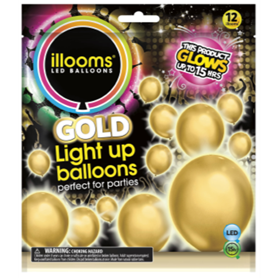 Picture of 15 HOUR LIGHT UP BALLOON - COLOR CHANGING - GOLD