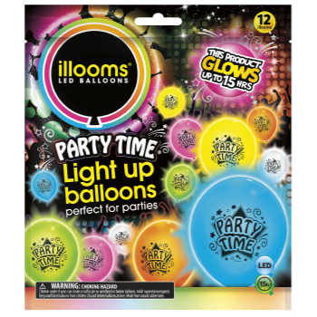 Picture of 15 HOUR LIGHT UP BALLOON - ASSORTED PARTY TIME