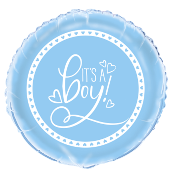 Picture of 18" FOIL - BLUE HEARTS BABY SHOWER