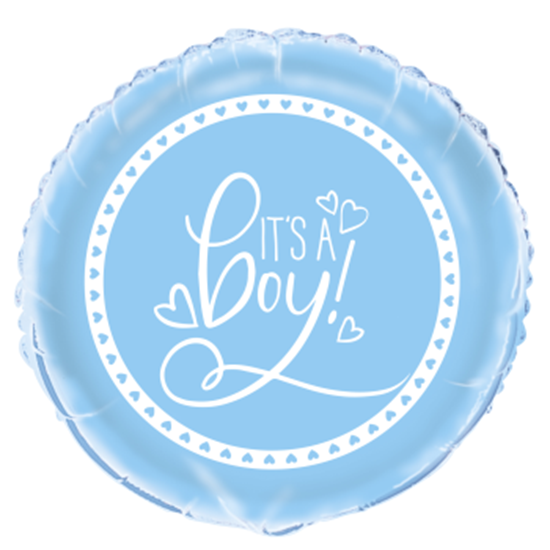 Image sur 18" FOIL - BLUE HEARTS BABY SHOWER