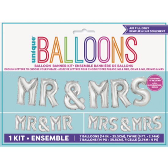 Picture of FOIL BALLOON BANNERS - MR. & MRS. SILVER